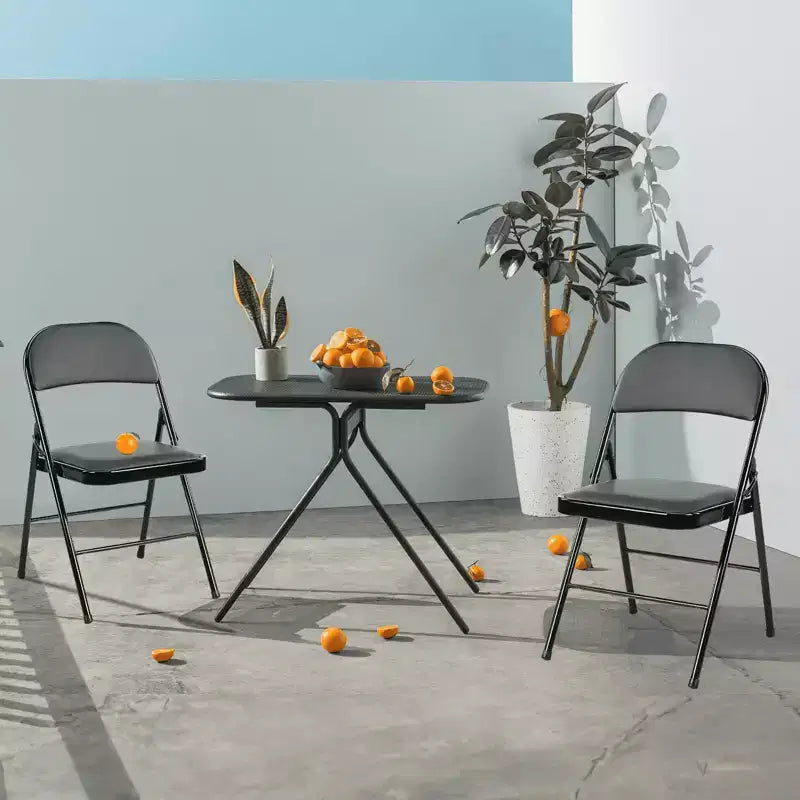 MAYEERTY Folding Chair 4Pcs Leather Padded Outdoor Indoor for Home Office Party Comfy Black