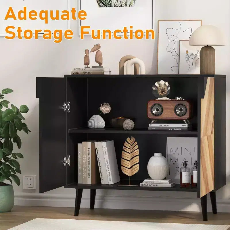 31.5 Inch Storage Cabinet w/Shelf & Doors, Modern Sideboard Buffet Cabinet w/Storage, Free Standing Accent Cabinet for Dining Room, Entryway