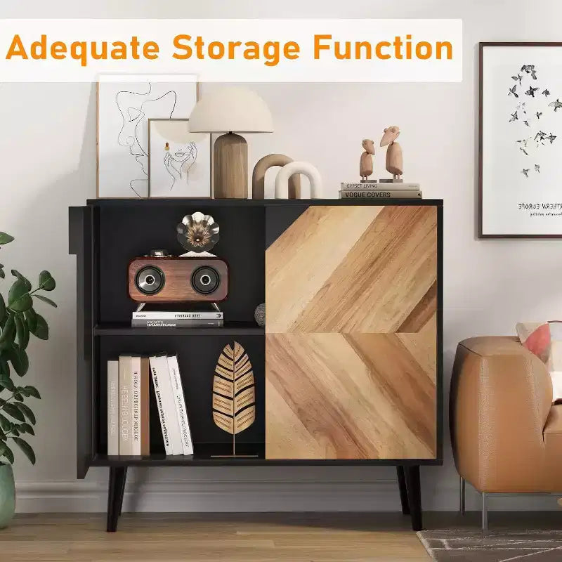 31.5 Inch Storage Cabinet w/Shelf & Doors, Modern Sideboard Buffet Cabinet w/Storage, Free Standing Accent Cabinet for Dining Room, Entryway