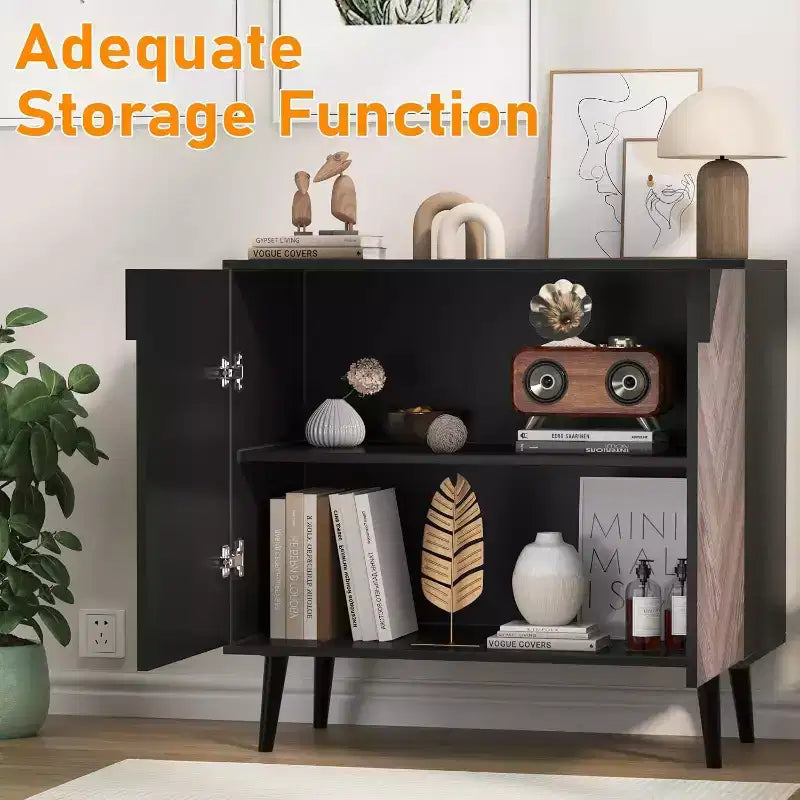31.5 Inch Storage Cabinet w/Shelf & Doors, Modern Sideboard Buffet Cabinet w/Storage, Free Standing Accent Cabinet for Dining Room, Entryway