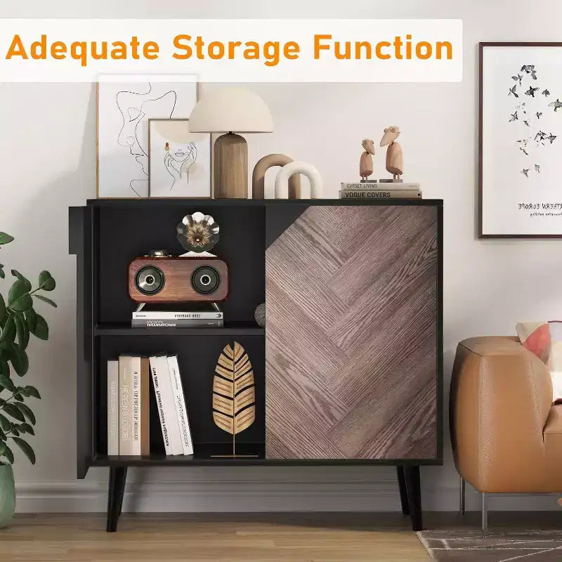 31.5 Inch Storage Cabinet w/Shelf & Doors, Modern Sideboard Buffet Cabinet w/Storage, Free Standing Accent Cabinet for Dining Room, Entryway