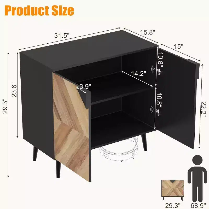 31.5 Inch Storage Cabinet w/Shelf & Doors, Modern Sideboard Buffet Cabinet w/Storage, Free Standing Accent Cabinet for Dining Room, Entryway