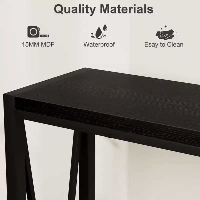 2-Tier Console Table, with Storage Narrow Sofa Table with V Design, 43 Industrial Console Table for Hallway Entryway Living Room
