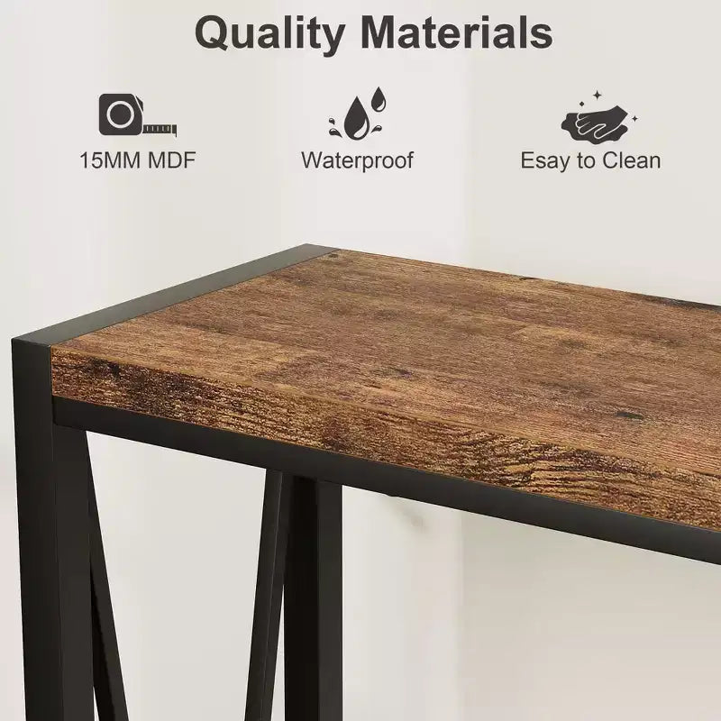 2-Tier Console Table, with Storage Narrow Sofa Table with V Design, 43 Industrial Console Table for Hallway Entryway Living Room