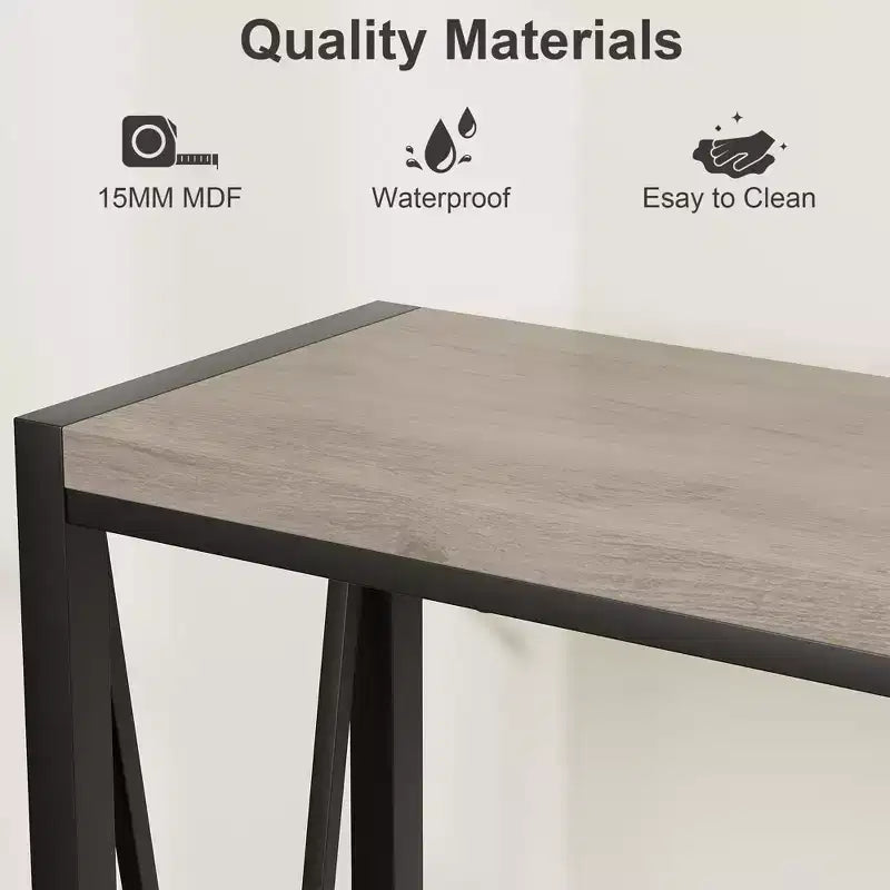 2-Tier Console Table, with Storage Narrow Sofa Table with V Design, 43 Industrial Console Table for Hallway Entryway Living Room