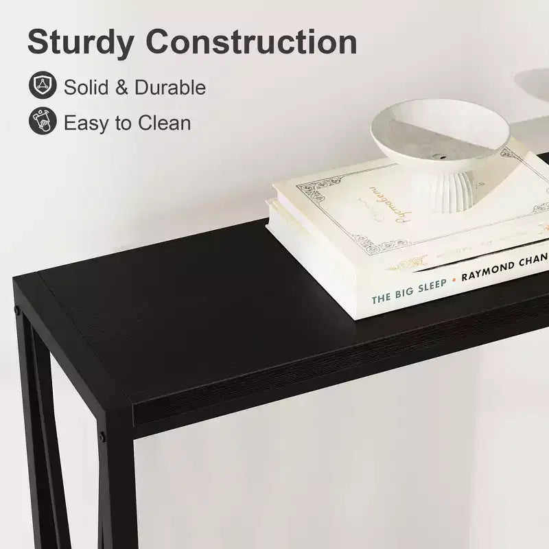 2-Tier Console Table, with Storage Narrow Sofa Table with V Design, 43 Industrial Console Table for Hallway Entryway Living Room