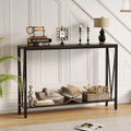 2-Tier Console Table, with Storage Narrow Sofa Table with V Design, 43 Industrial Console Table for Hallway Entryway Living Room