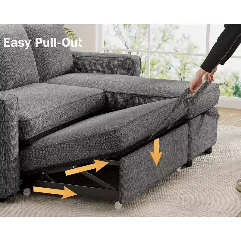 Dyonery 81 Sleeper Sofa Bed with Pull Out Bed, L Shaped Couch Sectional Sleeper Sofa, Pull Out Couch with Reversible Storage Chaise