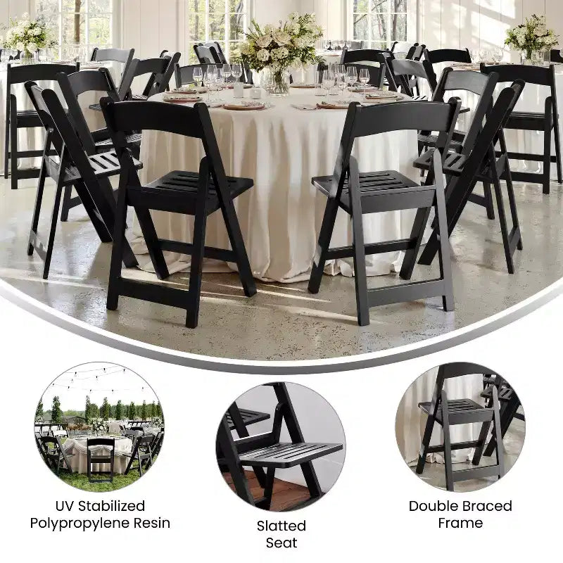 Flash Furniture HERCULES Series 800 lb. Capacity Resin Folding Chair with Slatted Seat