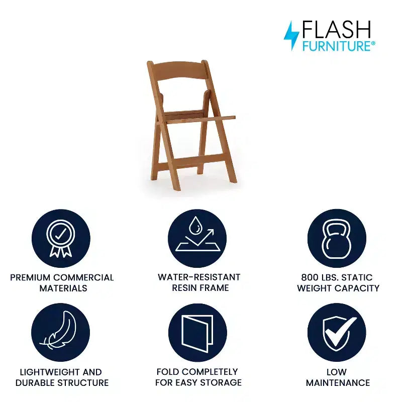 Flash Furniture HERCULES Series 800 lb. Capacity Resin Folding Chair with Slatted Seat