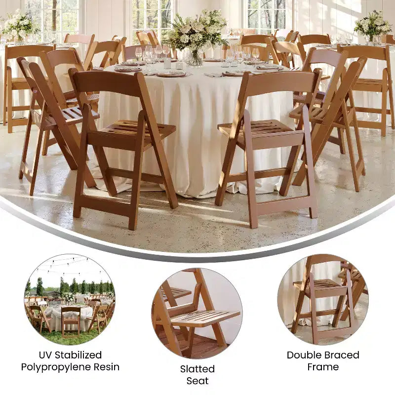Flash Furniture HERCULES Series 800 lb. Capacity Resin Folding Chair with Slatted Seat