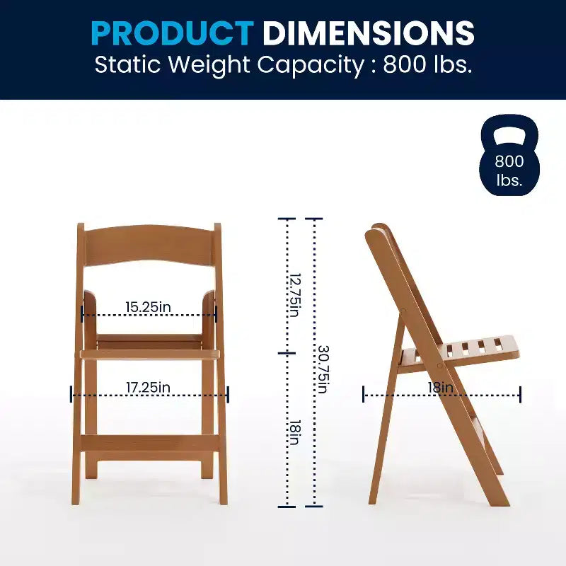 Flash Furniture HERCULES Series 800 lb. Capacity Resin Folding Chair with Slatted Seat