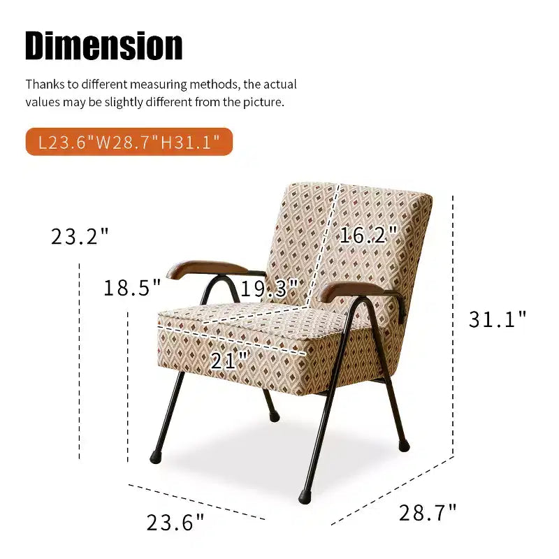 GDFStudio Teeri Modern Upholstered Armchair with Metal Legs and Thick Cushion