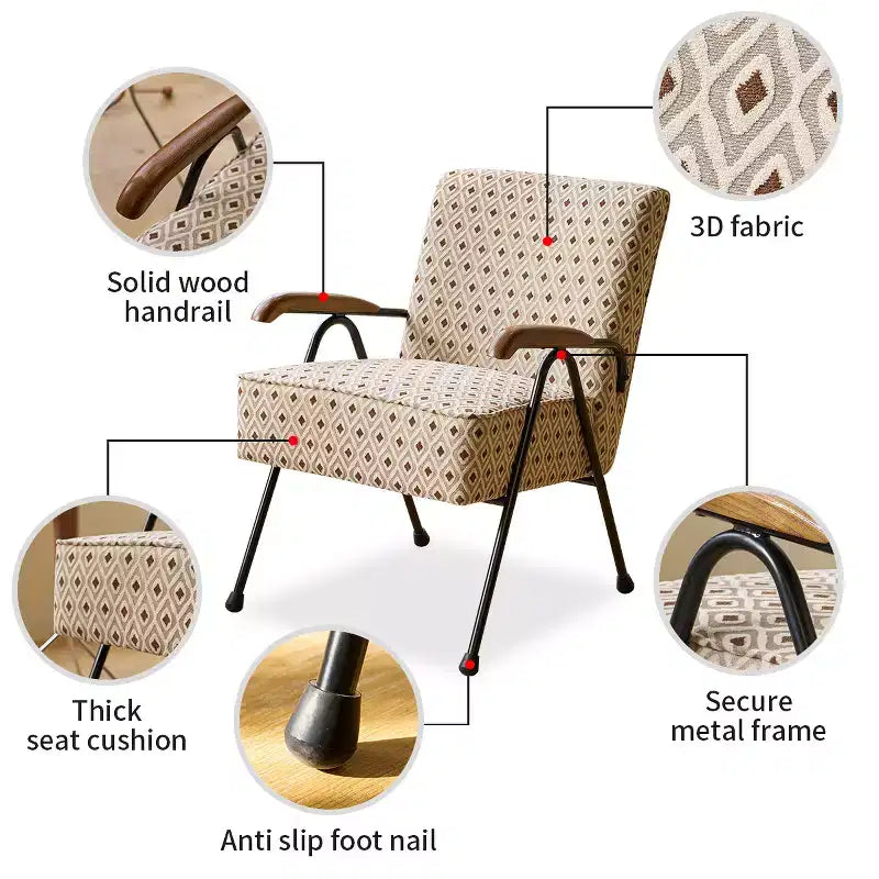 GDFStudio Teeri Modern Upholstered Armchair with Metal Legs and Thick Cushion