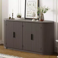 Vertical Striped Door Storage Cabinet with Metal Handles Adjustable Suitable for Study Entryway and Living Room