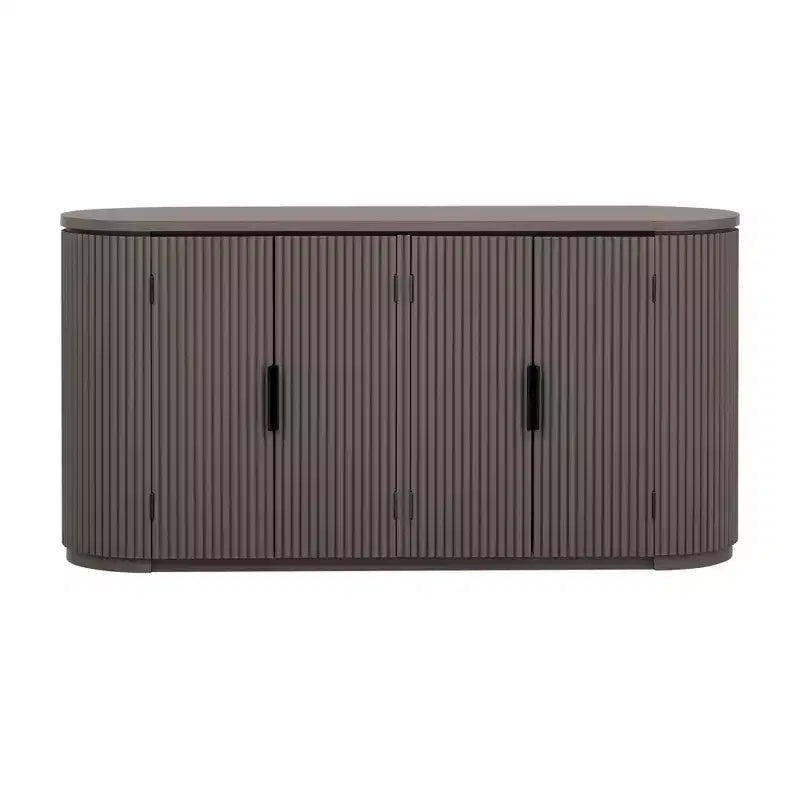Vertical Striped Door Storage Cabinet with Metal Handles Adjustable Suitable for Study Entryway and Living Room