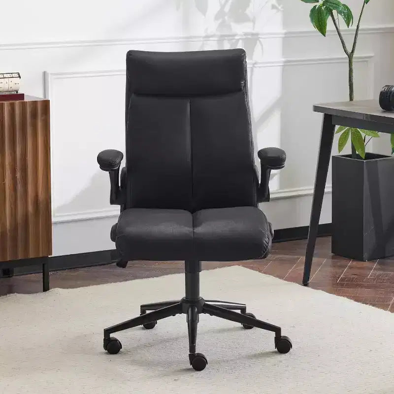 VINGLI Rolling Ergonomic Office Desk Chair with Padded Flip-up Arms, 360 Swivel High Back Executive Computer Chair with Wheels,