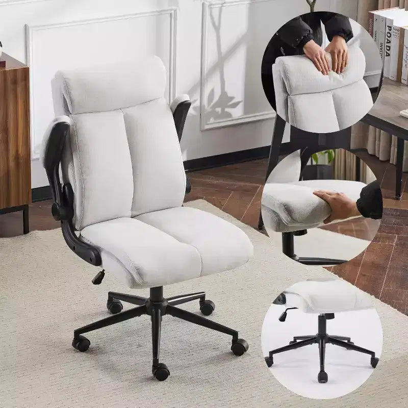 VINGLI Rolling Ergonomic Office Desk Chair with Padded Flip-up Arms, 360 Swivel High Back Executive Computer Chair with Wheels,