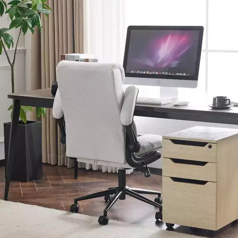 VINGLI Rolling Ergonomic Office Desk Chair with Padded Flip-up Arms, 360 Swivel High Back Executive Computer Chair with Wheels,