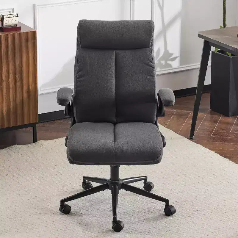 VINGLI Rolling Ergonomic Office Desk Chair with Padded Flip-up Arms, 360 Swivel High Back Executive Computer Chair with Wheels,