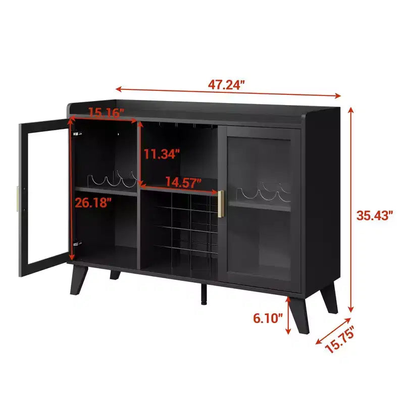 Modern Wine Bar Cabinet, Coffee Bar Cabinet with Wine Rack and Glass Holder, Kitchen Buffet Sideboard with Storage Rack for Living Room Dining Room