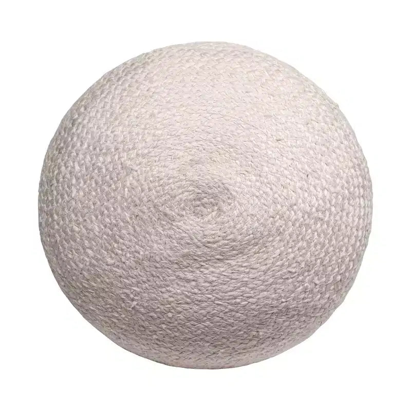HomeRoots 18 Off White And Navy Blue Jute Blend Cylinder Striped Pouf Ottoman