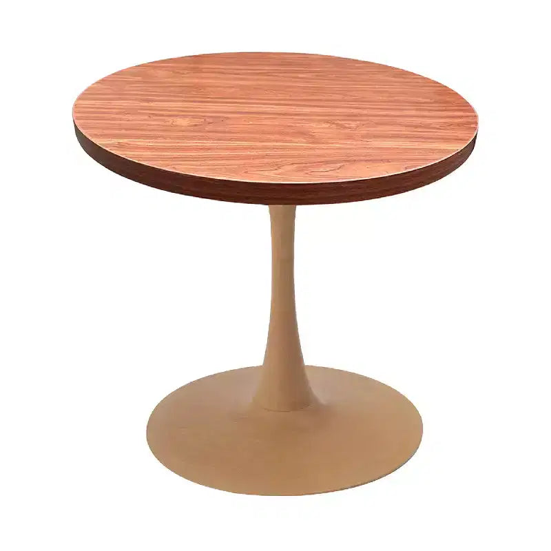 LeisureMod Bristol 27 Round Dining Table  MDF Top with Natural Wood Steel Pedestal Base, Modern Kitchen & Dining Room Accent Table for Small Spaces