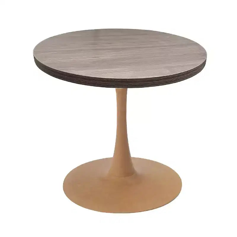 LeisureMod Bristol 27 Round Dining Table  MDF Top with Natural Wood Steel Pedestal Base, Modern Kitchen & Dining Room Accent Table for Small Spaces