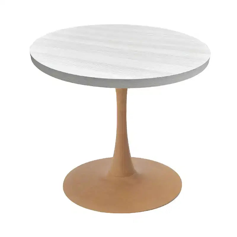 LeisureMod Bristol 27 Round Dining Table  MDF Top with Natural Wood Steel Pedestal Base, Modern Kitchen & Dining Room Accent Table for Small Spaces