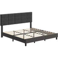 DobleePy King Size Bed Frame, Grey, No Box Spring Needed, Heavy Duty, Strong Bearing Capacity, Noise-Free, Adjustable Headboard, Easy Assembly