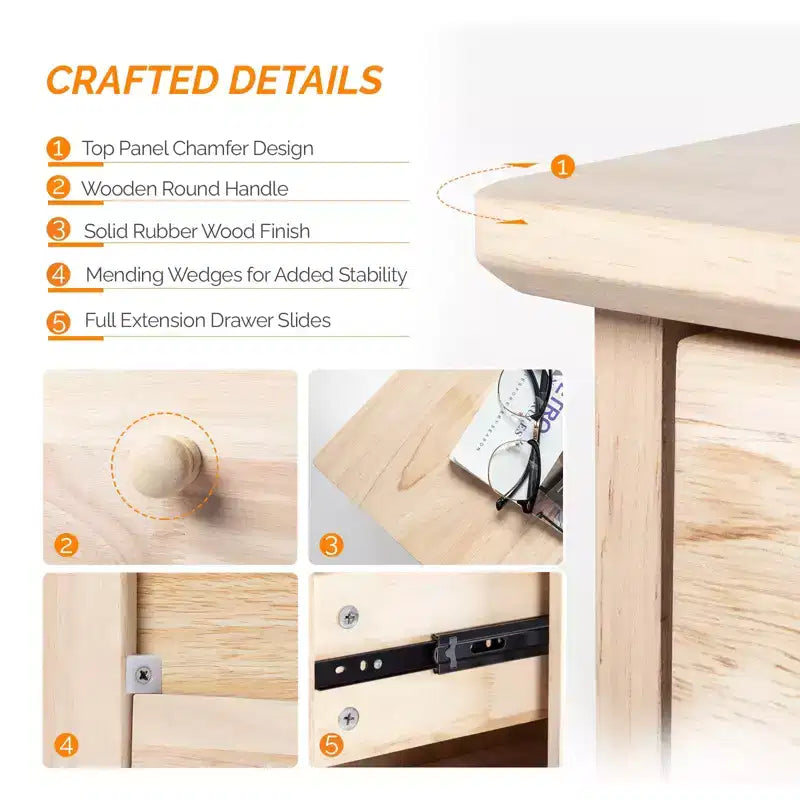 VINGLI Unfinished Natural Solid Wood Floating Nightstand,Farmhouse Night Stand Wall-Mounted Nightstand Table for Small Space Color DIY