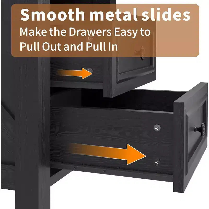 Dyonery Farmhouse Nightstand with Charging Station 18 Rustic End Table