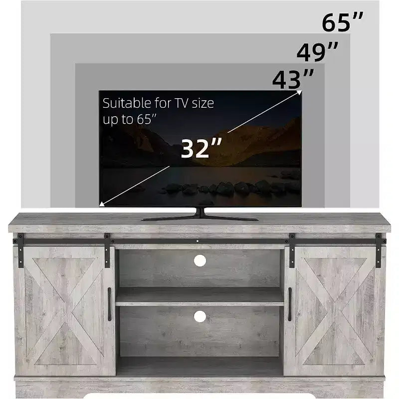 CuisinSmart Farmhouse Cabinet, 65 Inch TV Stand with Storage, Barn Doors and Shelves, Modern TV Console Table Furniture for Living Bedroom