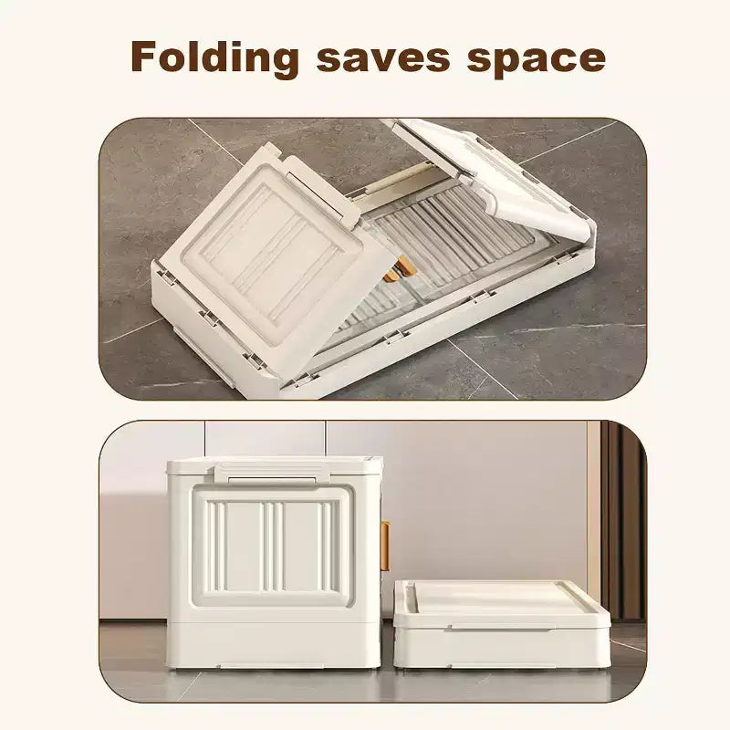 Stackable Storage Bins With Lids, 4-Tier Folding Storage Box, With Doors and Wheels, for Clothing, Toys, Snacks, Sundries Home Storage