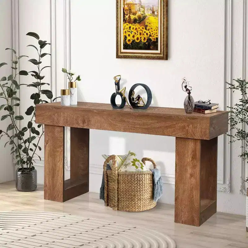 63 Table console, table d'entrée étroite de style fermier, longue table de canapé, tables consoles pour entrée