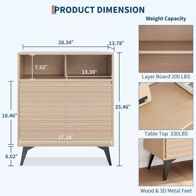 Gustowave Recessed Storage Cabinet, Sideboard With Storage And Adjustable Shelves