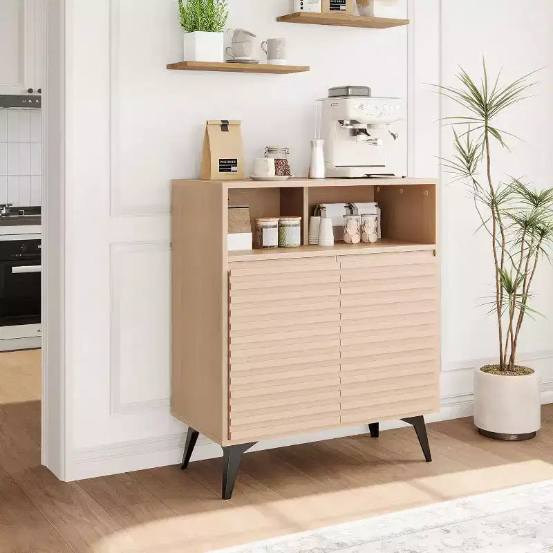 Gustowave Recessed Storage Cabinet, Sideboard With Storage And Adjustable Shelves