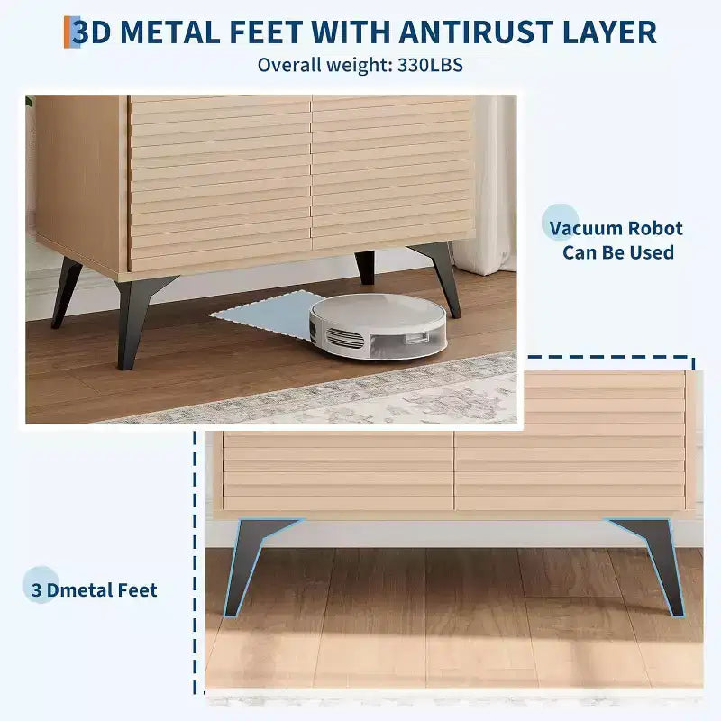 Gustowave Recessed Storage Cabinet, Sideboard With Storage And Adjustable Shelves