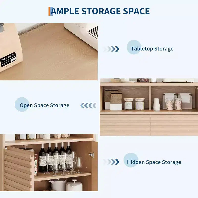 Gustowave Recessed Storage Cabinet, Sideboard With Storage And Adjustable Shelves