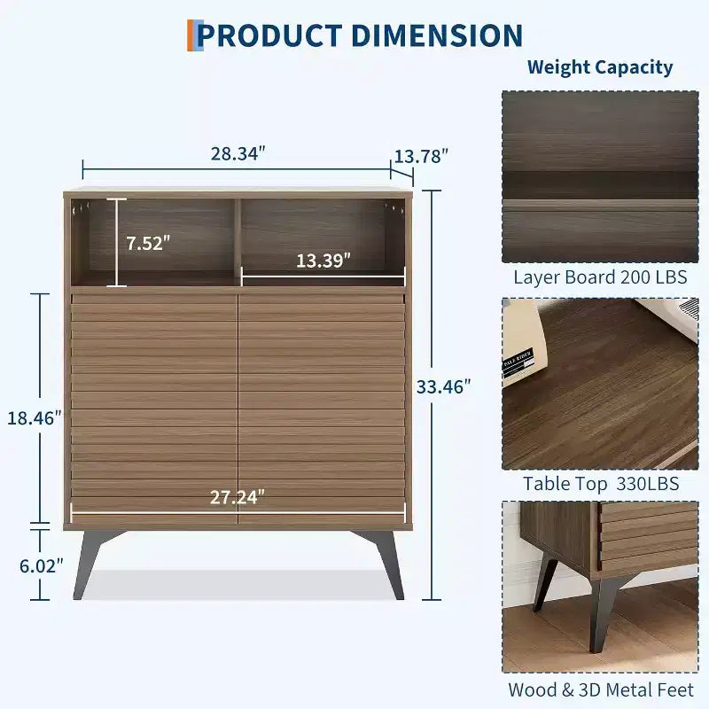 Gustowave Recessed Storage Cabinet, Sideboard With Storage And Adjustable Shelves