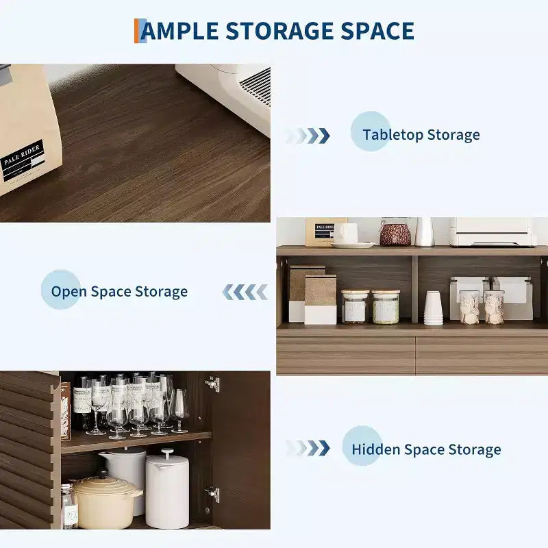 Gustowave Recessed Storage Cabinet, Sideboard With Storage And Adjustable Shelves