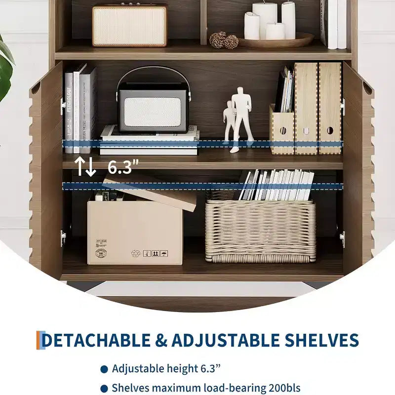 Gustowave Recessed Storage Cabinet, Sideboard With Storage And Adjustable Shelves