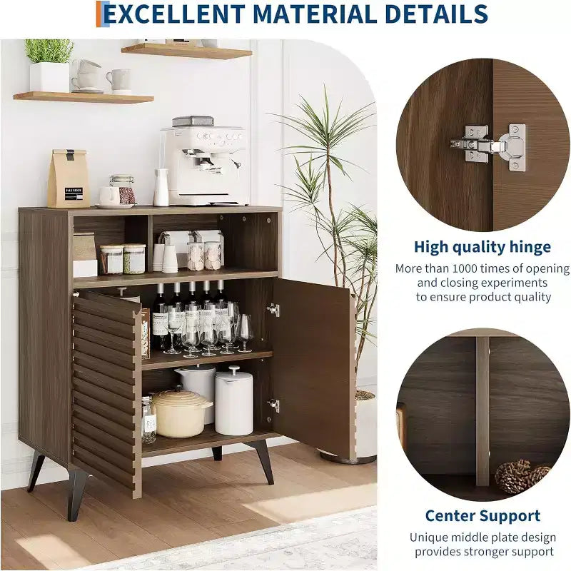 Gustowave Recessed Storage Cabinet, Sideboard With Storage And Adjustable Shelves