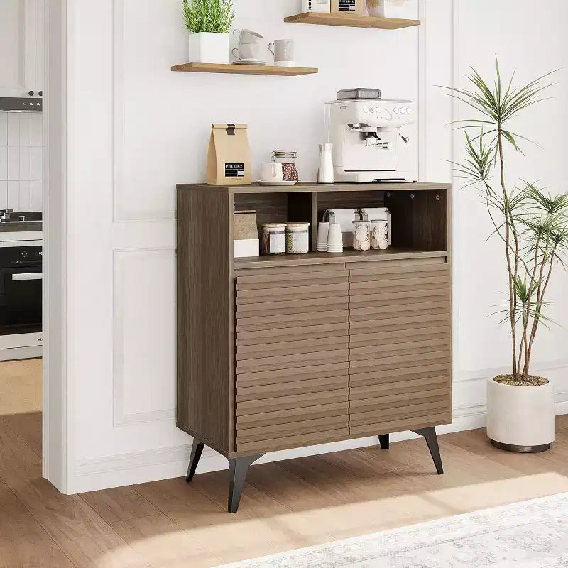 Gustowave Recessed Storage Cabinet, Sideboard With Storage And Adjustable Shelves