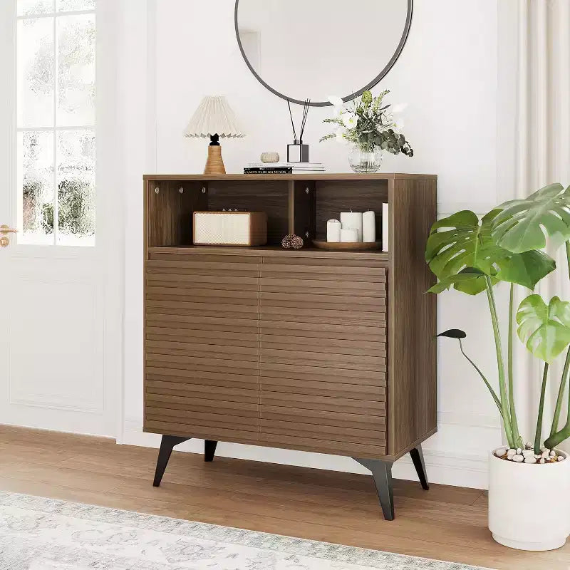 Gustowave Recessed Storage Cabinet, Sideboard With Storage And Adjustable Shelves