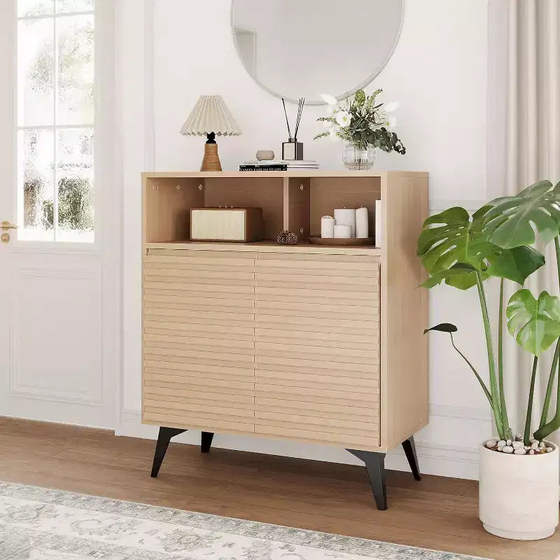 Gustowave Recessed Storage Cabinet, Sideboard With Storage And Adjustable Shelves