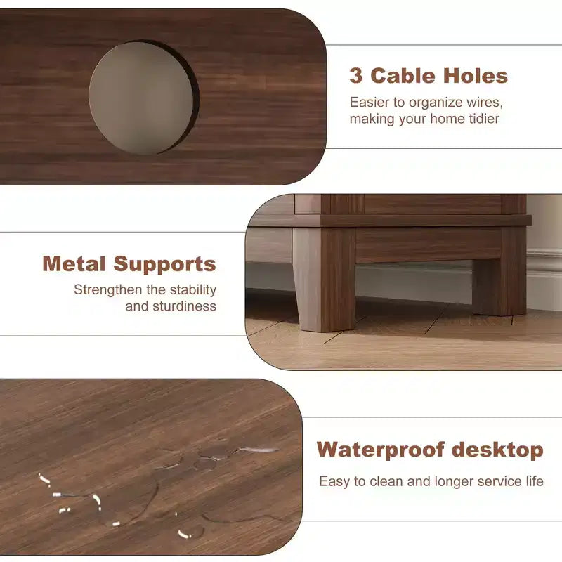 Meuble TV moderne TROPOW, meuble TV semi-ouvert à double porte avec étagères réglables, centre de divertissement avec 8 compartiments de rangement