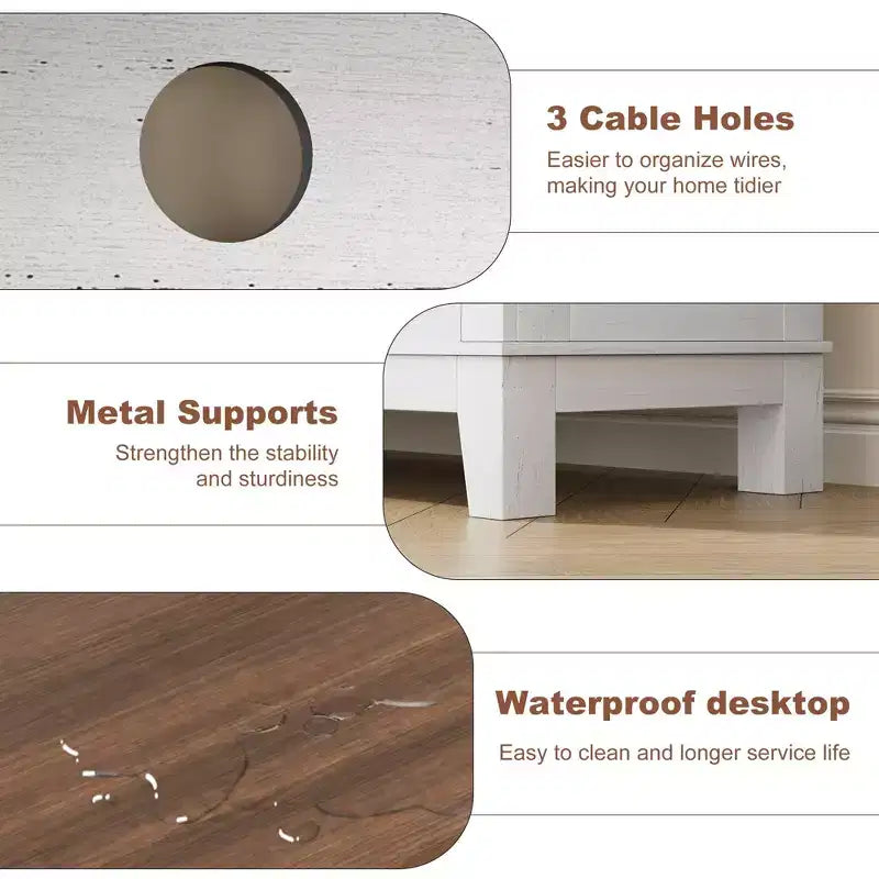 Meuble TV moderne TROPOW, meuble TV semi-ouvert à double porte avec étagères réglables, centre de divertissement avec 8 compartiments de rangement