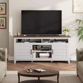 TROPOW Modern TV Stand TV Semi-Open Double Door Cabinet with Adjustable Shelves  Entertainment Center with 8 Storage Compartments