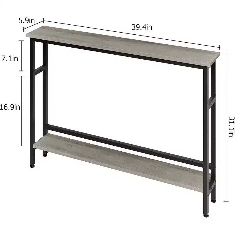 Acekool 2-Tier Entryway Console Table with Adjustable Shelf, 39 Modern Sofa Table for Living Room, Hallway, Bedroom - Black